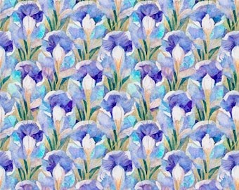 Quilting Treasures Dancing Blossoms Iris One Way Digital Multi Cotton Fabric by the Yard or Select Length 30221-X