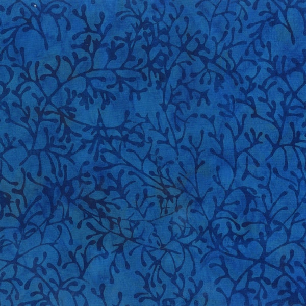 Anthology~JDJ Peacock Batik~Branches~Blue~Cotton Batik Fabric by the Yard or Select Length 3164Q-X