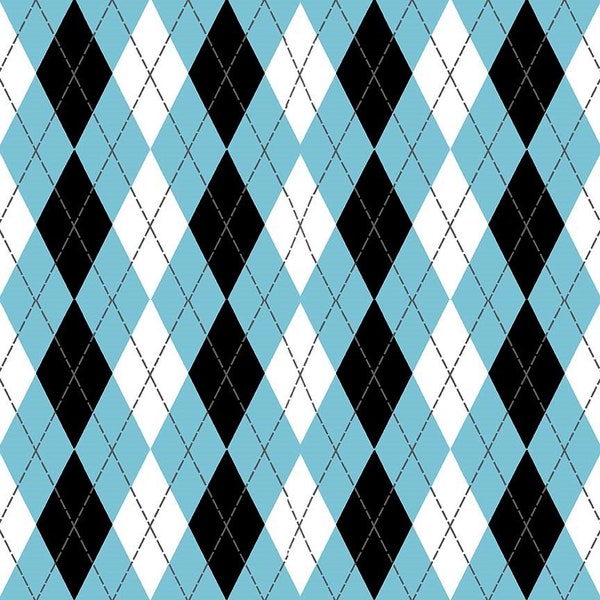 Blank Quilting~Front Nine~Argyle~Light Blue~Cotton Fabric by the Yard or Select Length 2818-70