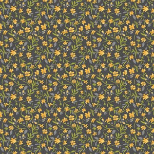 Wilmington Prints~Patch of Sunshine~Medium Floral~Dark Gray~Cotton Fabric by the Yard or Select Length 40038-957