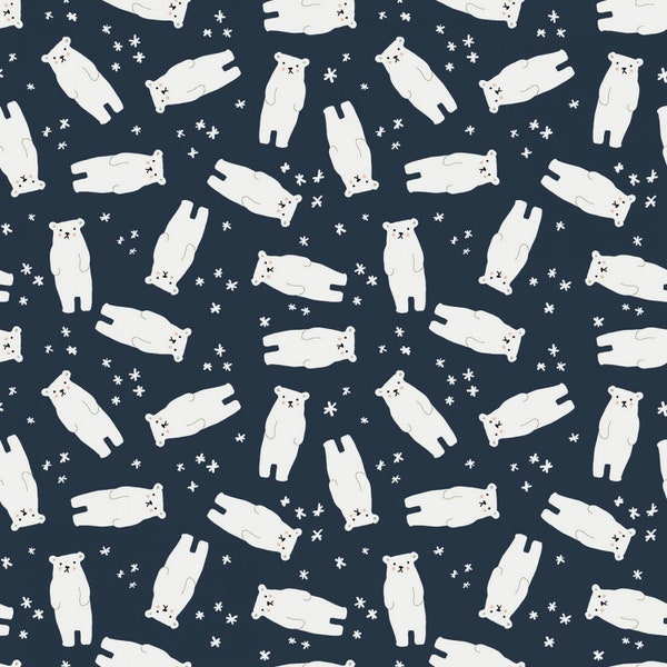 Riley Blake~Nice Ice Baby~Polar Bear~Navy~Cotton Fabric by the Yard or Select Length C11601R-NAVY