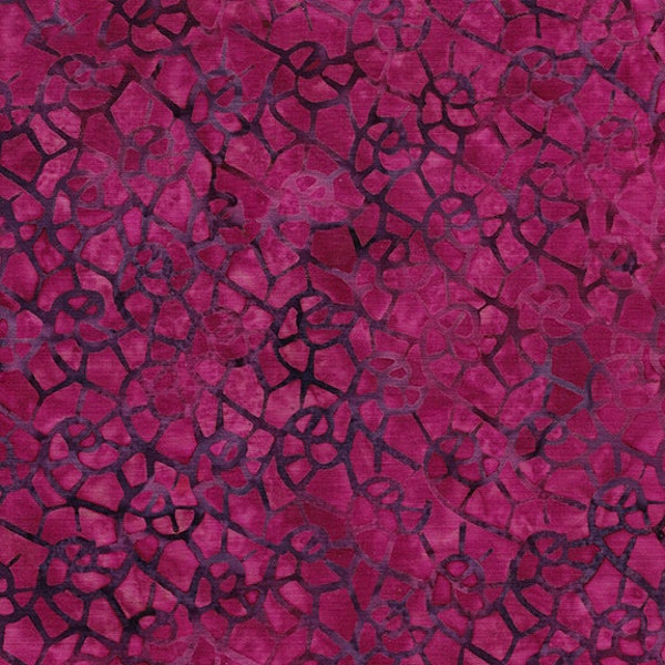 Island Batik~Bits and Pieces~Water Wave Batik~Pink Magenta~Cotton Batik Fabric by the Yard or Select Length 122251185