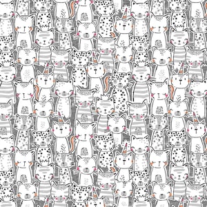 Michael Miller~Meowlogical~Pawsome Bunch~Gray~Cotton Fabric by the Yard or Select Length CX9617-GRAY