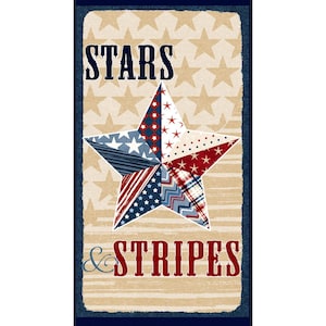 Wilmington Prints ~ Estrellas del Valor ~ Panel de artesanía patriótica de 63,5 x 113,5 cm ~ Tela de algodón multicolor 30081-234
