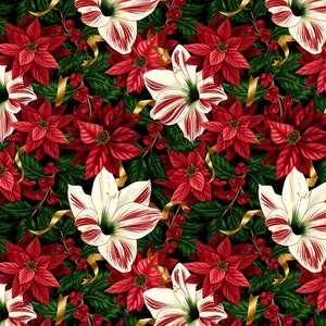 Blank Quilting~All Spruced Up~Christmas Floral~Red~Cotton Fabric by the Yard or Select Length 2771-88