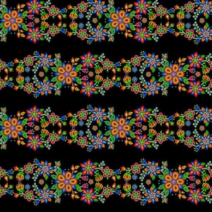 Elizabeths StudioTucsonBeaded Floral StripeBlackCotton Fabric by the Yard or Select Length 668E-BLACK image 1