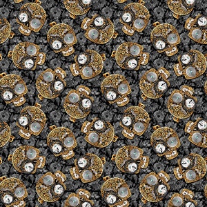 Blank Quilting~Time Travel~Skulls~Gray~Cotton Fabric by the Yard or Select Length 3017-95