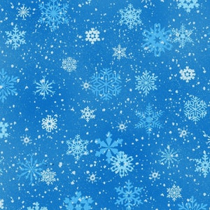 Elizabeths Studio~Landscape Medley~Snowflakes~Blue~Cotton Fabric by the Yard or Select Length 532E-BLU