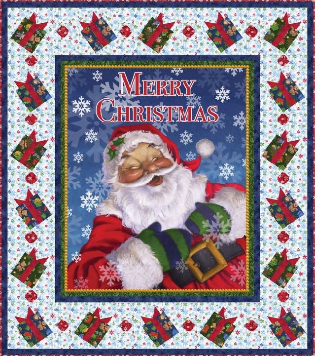 Country Santa Claus Christmas Fabric Panels to Sew, 4 13 X 13 Ready to Sew  Pillows, Wallhangings, Quilts, Clothing Etc 