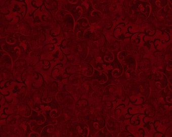 Wilmington Prints Essentials Basics Scroll Burgundy Cotton Fabric by the Yard or Select Length 89025-389