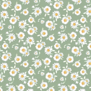 Wilmington Prints~Daisy Days~Daisies~Green~Cotton Fabric by the Yard or Select Length 83312-715
