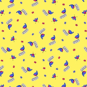 Henry Glass~Daydreamers~Birds~Yellow~Cotton Fabric by the Yard or Select Length 7175-33
