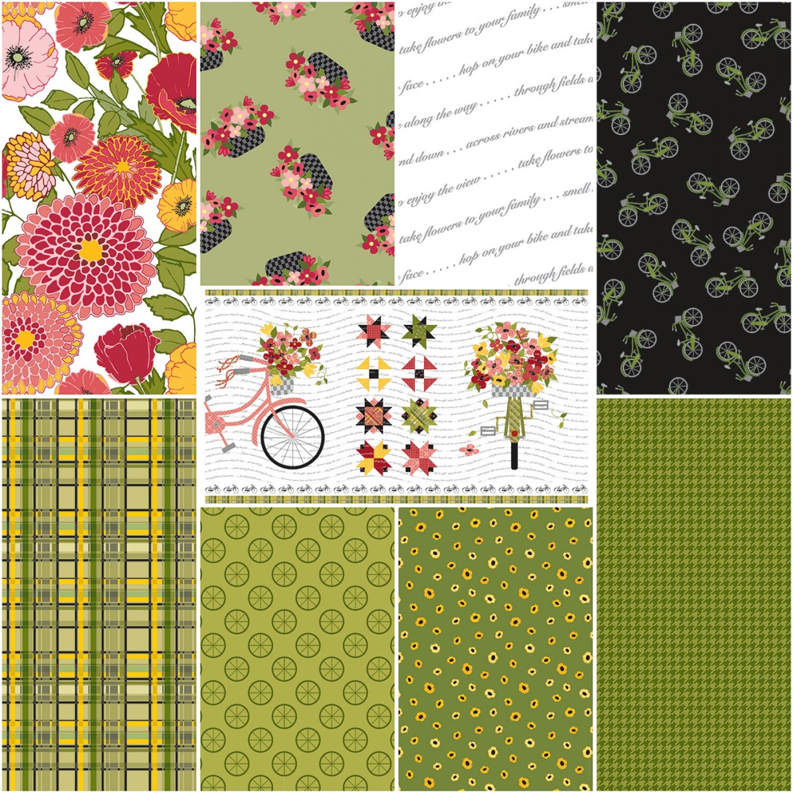 Riley Blake Petals & Pedals Wheels Coral Cotton Fabric Etsy