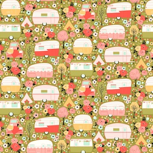 EOB~ライリーブレイク~旅の喜び~メインキャンパーフローラル~オリーブ~コットン生地 1ヤードあたりまたは長さを選択 C10680R-OLIVE