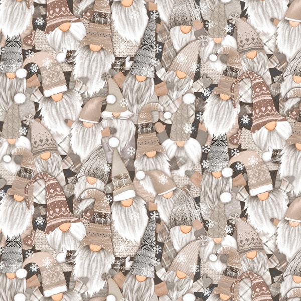 EOB~Timeless Treasures~Softie Holiday Minky~Packed Snow Gnomes~Natural~Minky Fabric by the Yard or Select Length PD8208-NATURAL