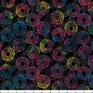 Wilmington Prints~Essential 108&quot; Wide Backing~Rainbow Circle Burst~Black~Cotton Fabric by the Yard or Select Length 2122-954