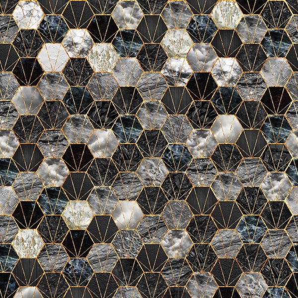 Hoffman~Backsplash 3.0~Honeycomb~Onyx~Cotton Fabric by the Yard or Select Length T4936-213