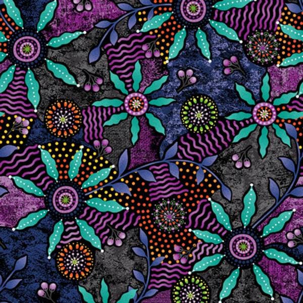 Paintbrush Studio~Walkabout 2~Bush Potato Flowers~Purple~Cotton Fabric by the Yard or Select Length 120-14401