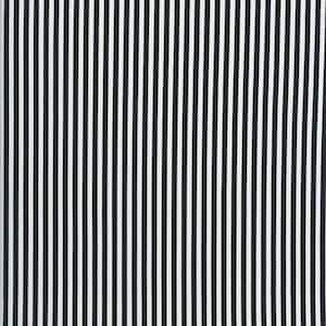 May include: Black and white striped fabric with a subtle texture. The stripes are evenly spaced and create a classic pattern.