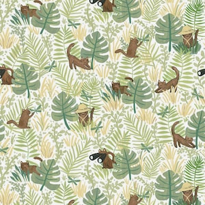 EOB~Dear Stella~Lets Get Wild~Kitty Safari~White~Cotton Fabric by the Yard or Select Length ST-DCJ2145WHIT