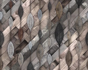 Studio E Out of the Woodwork Iron Leaves Digital Umber Cotton Fabric by the Yard or Select Length 8560S-39
