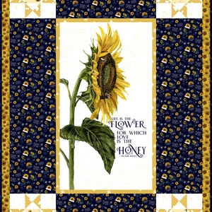 Quilt Kit~Life is the Flower~54" x 73" Honey Bees Flowers Please Quilt w/Gift Box (Includes Pattern Fabric for Quilt Top & Binding) KT-15130