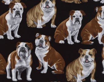 Timeless Treasures - Dogs - Bulldogs - Black - Cotton Fabric by the Yard or Select Length C4891-BULLDO