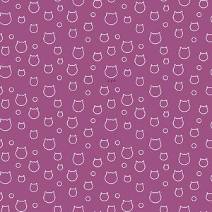 Quilting Treasures~Cat in the Box~Cat Heads~Digital Print~Grape~Cotton Fabric by the Yard or Select Length 28580-V