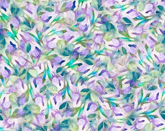 Quilting Treasures Dancing Blossoms Abstract Floral Digital Lilac Cotton Fabric by the Yard or Select Length 30222-L