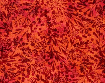 Tela de algodón roja con follaje tonal de Robert Kaufman Enchanted Aviary cortada a medida o seleccione el largo ADND222813