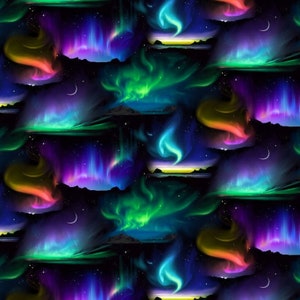 Fabric Utopia US EXCLUSIVE~Kai Studios~Polar Bear~Northern Lights~Aurora~Cotton Fabric by the Yard or Select Length EY-2101-2