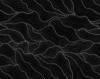 EOB M&S Textiles アボリジナル・ランド・オブ・ユートピア by Anna Pitjara ブラックコットン生地 1ヤード単位または長さ選択 LUTB