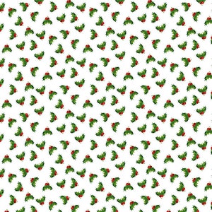 Northcott~Cartas a Santa~Holly Toss~Blanco/Multi~Tela de algodón cortada a medida o longitud seleccionada 27132-10