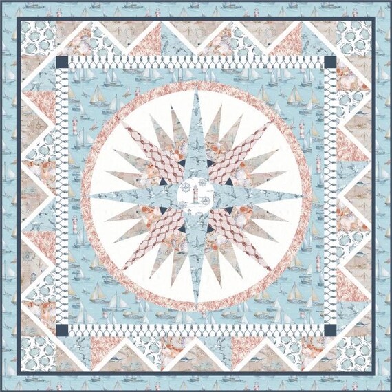 キルトキット〜Sail On〜47.5インチ x 47.5インチ Coastal Living
