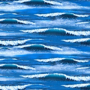 EOB~Elizabeths Studio~Landscape Medley~Waves~Blue~Cotton Fabric by the Yard or Select Length 297E-BLU