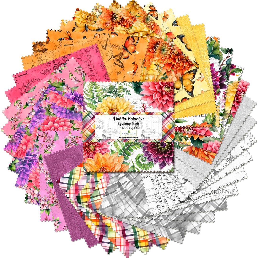 Wilmington Prints Dahlia Botanica by Nancy Mink 5 Karat Crystal