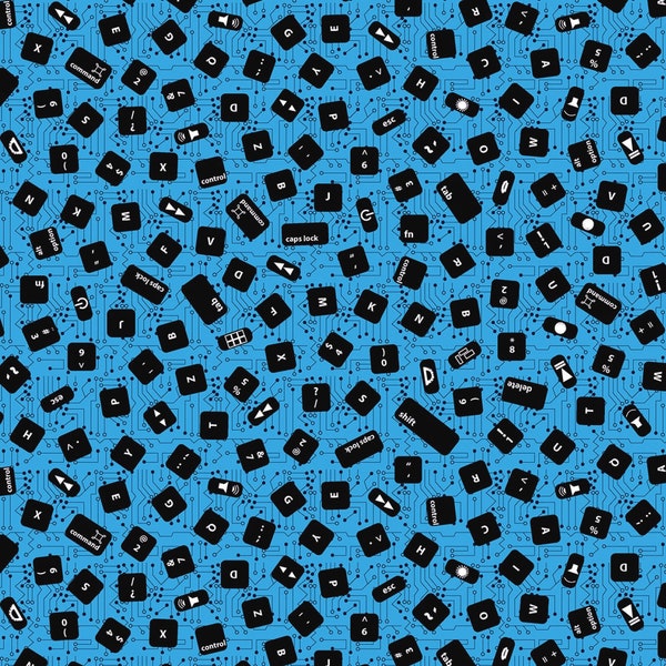 EOB~Studio E~Data Point~Computer Keys~Blue~Cotton Fabric by the Yard or Select Length 6874S-70