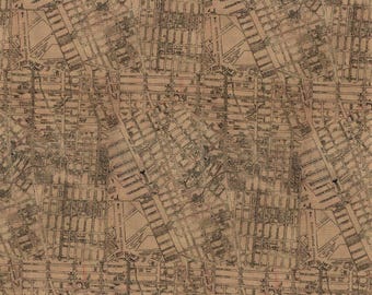 Tela de algodón Free Spirit Palette Neutral de Tim Holtz Map Neutral, cortada a medida o seleccione la longitud PWTH253-NEUTRAL