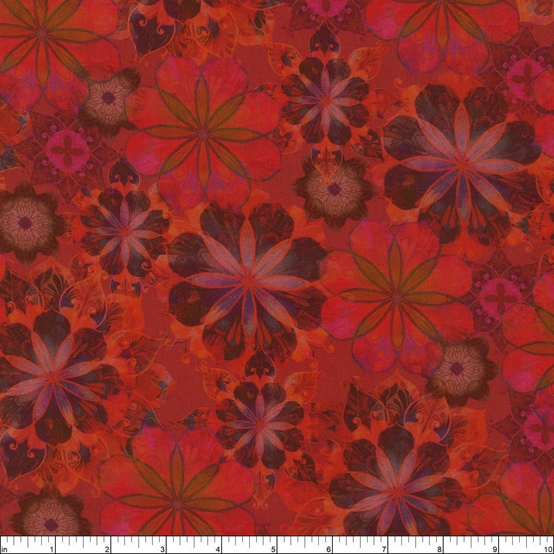 Robert Kaufman Venice Flowers Red Cotton Fabric by the Etsy