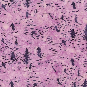 Banyan Batiks~Elevation~Skier Silhouettes~Plum~Cotton Batik Fabric by the Yard or Select Length 80684-82