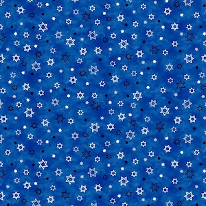 Northcott~Starlight~Hanukkah Star Toss~Medium Blue~Cotton Fabric by the Yard or Select Length 27850-43