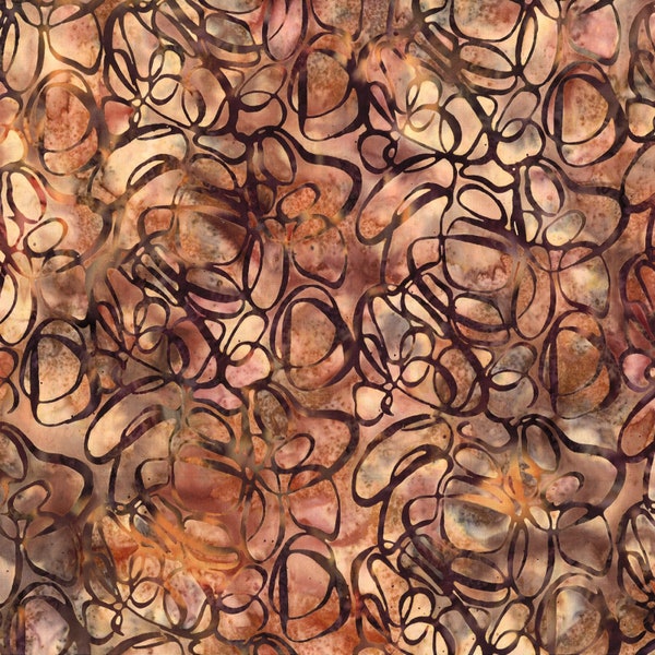 EOB~Hoffman~Bali Batiks~Walk in the Woods~Abstract Circles~Nutmeg~Cotton Batik Fabric by the Yard or Select Length V2517-168