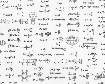 Robert Kaufman~Science Fair 2~Science Math Formulas~White~Cotton Fabric by the Yard or Select Length SRK179321