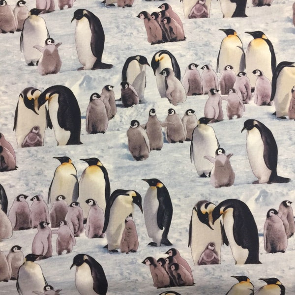 Elizabeths Studio~Penguins~Emperor Penguins~Snow~Cotton Fabric by Select Length 490E-SNOW