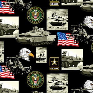 Sykel Enterprises~Military Prints~Army Allover~Multi~Cotton Fabric by the Yard or Select Length ARMY-021A