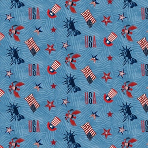 EOB~Estampados de Wilmington~Liberty Lane~Lanzamiento patriótico~Azul~Tela de algodón cortada a medida o seleccione largo 84459-443