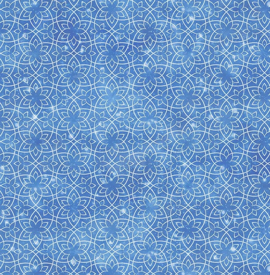 Northcott~Polar Frost~Grid~Mid Blue~Cotton Fabric by the Yard or Select Length 24841-44