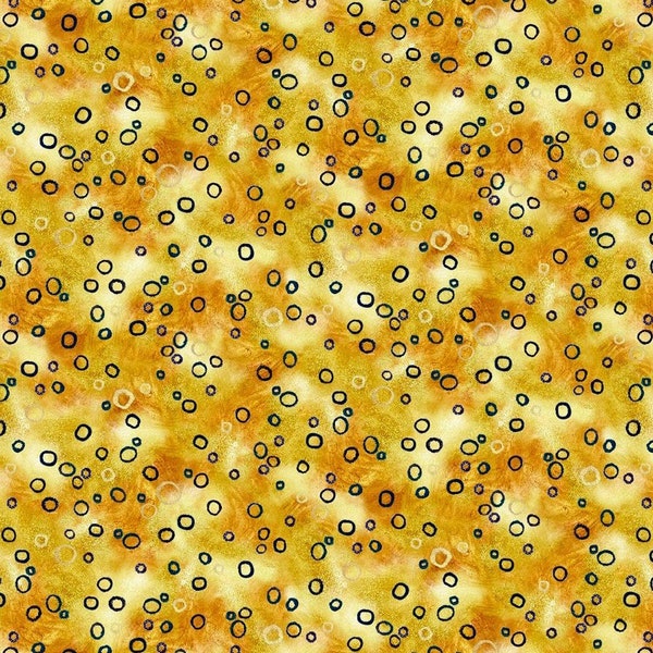 Quilting Treasures~Mediterranea~Small Circle Geo~Digital~Gold~Cotton Fabric by the Yard or Select Length 29831-S