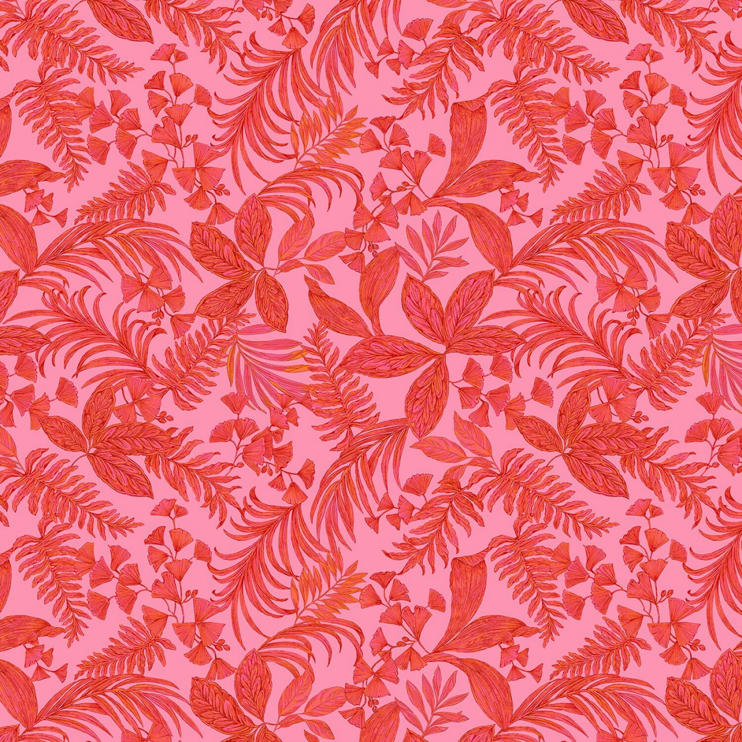 Michael Miller~exotica~tropical Toile~pink~cotton Fabric by the