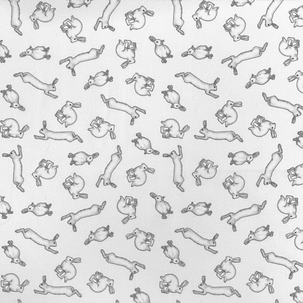 Studio E~Winter White~Rabbits~Pale Gray~Cotton Fabric by the Yard or Select Length 7229-09